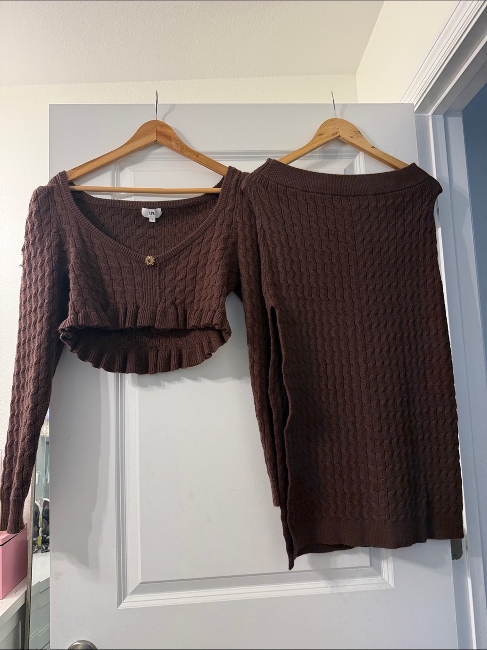 LPA Knit Crop Sweater and Skirt Set